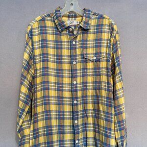 GRayers Plaid Button Down Shirt Men’s L Yellow Blue Check Style 139535 Cotton